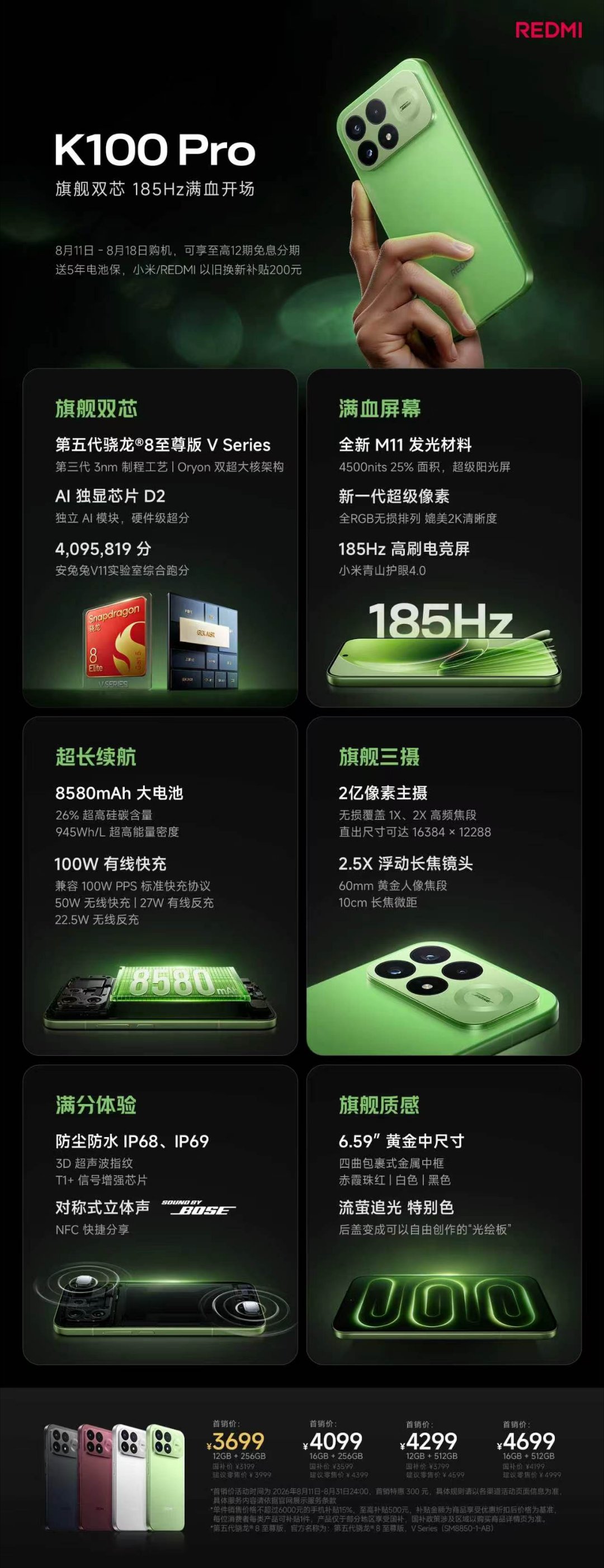 REDMI K100 Pro屏幕与背面